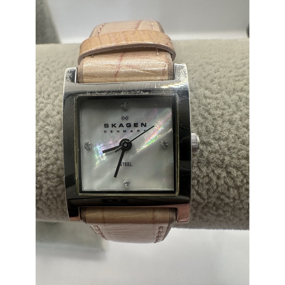 Skagen Steel 528SSLN8A Womens Watch New Battery 20MM 7.25" Mother of Pearl Y